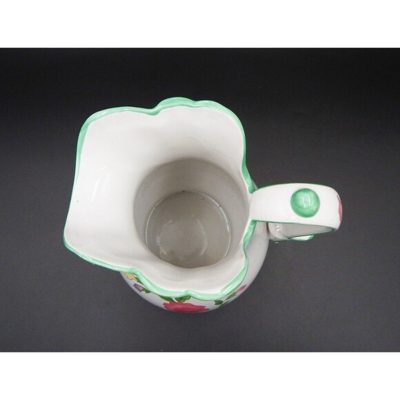 White Flowered Ceramic Water Pitcher Jug Transferware 9 Inch Vase - Picture 6 of 9